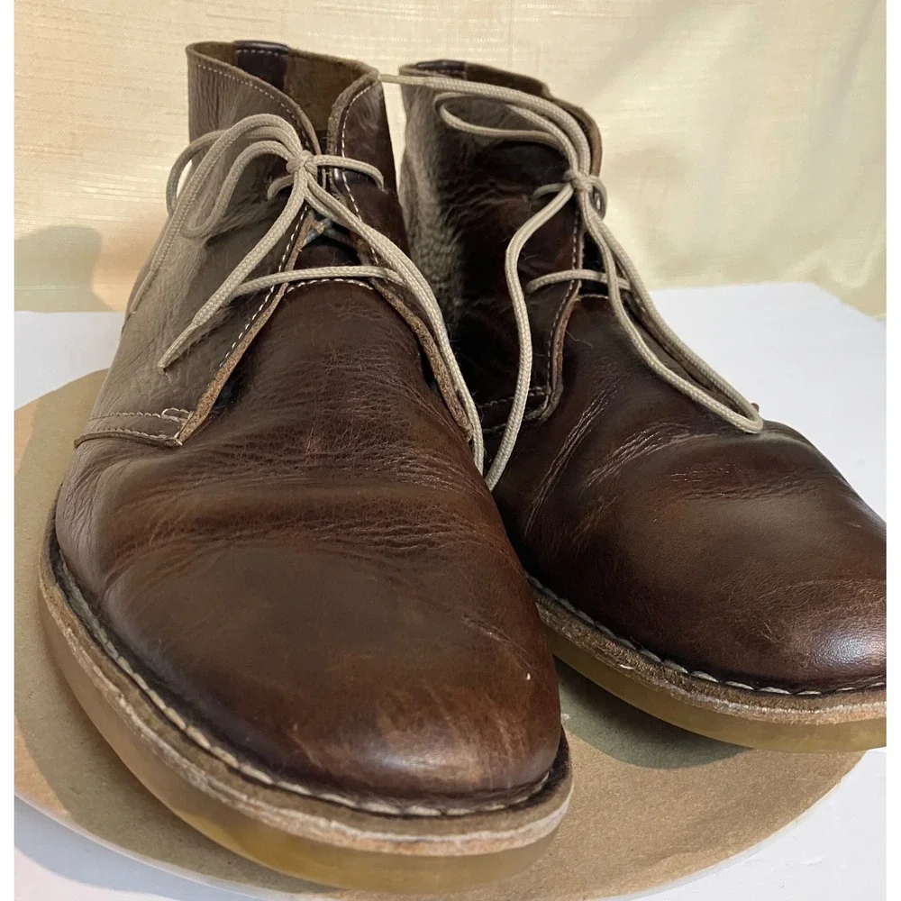 Clarks Desert Boots Mens Brown Excellent Tumbled Leather Chukka Shoes